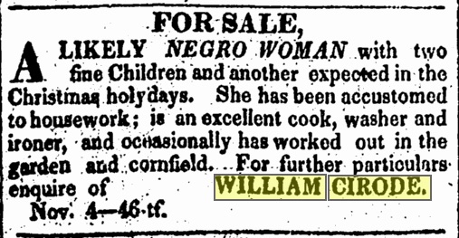 Advertisement in Lexington Reporter, December 10, 1828, from GenealogyBank.com