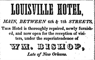 Louisville Hotel advertisement in 1844 city directory